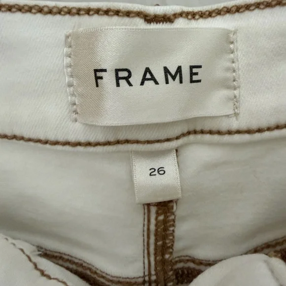 Frame Denim Ivory Le Palazzo Crop Raw Hem Wide Leg Jeans - Picture 3 of 7